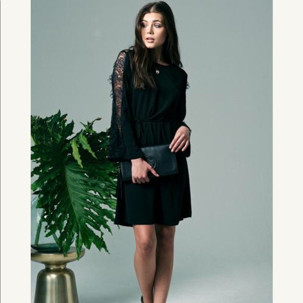 Bishop + Young Black Bell Sleeve Dress